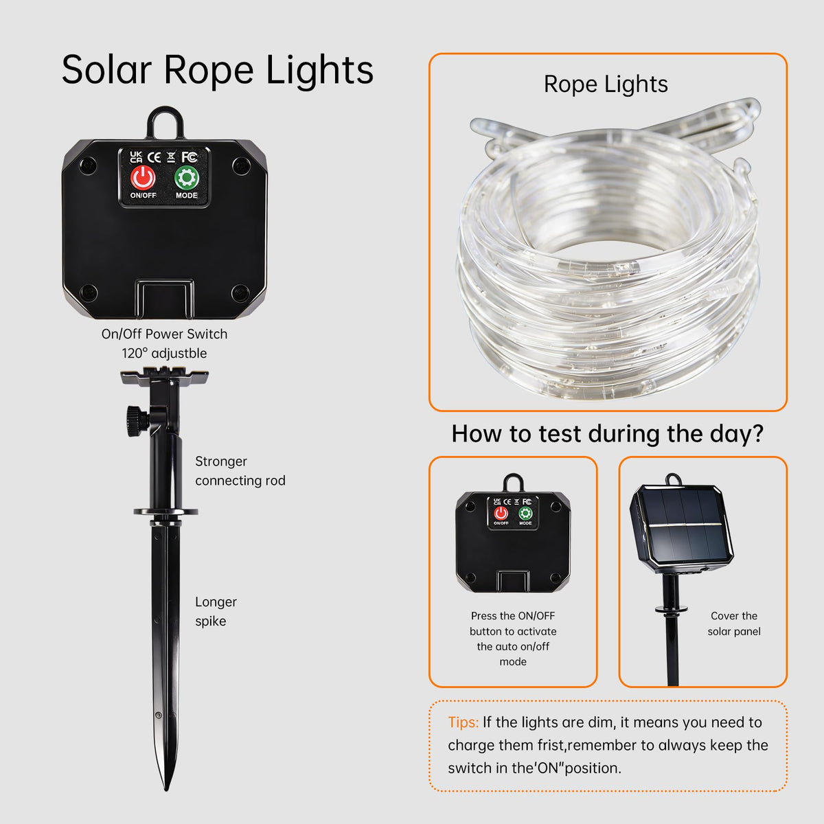 Solar Rope Lights for Outside, 66ft 200 LED Warm White Solar String Lights 🍁 All In One Marketplace Canada