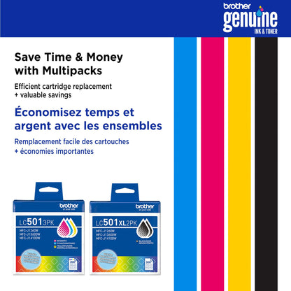 Brother Genuine LC5013PKS Standard Yield Cyan, Magenta, Yellow Ink Cartridges for Brother Printer MFC-J1260DW, MFC-J1360DW, MFC-J1410DW Brother