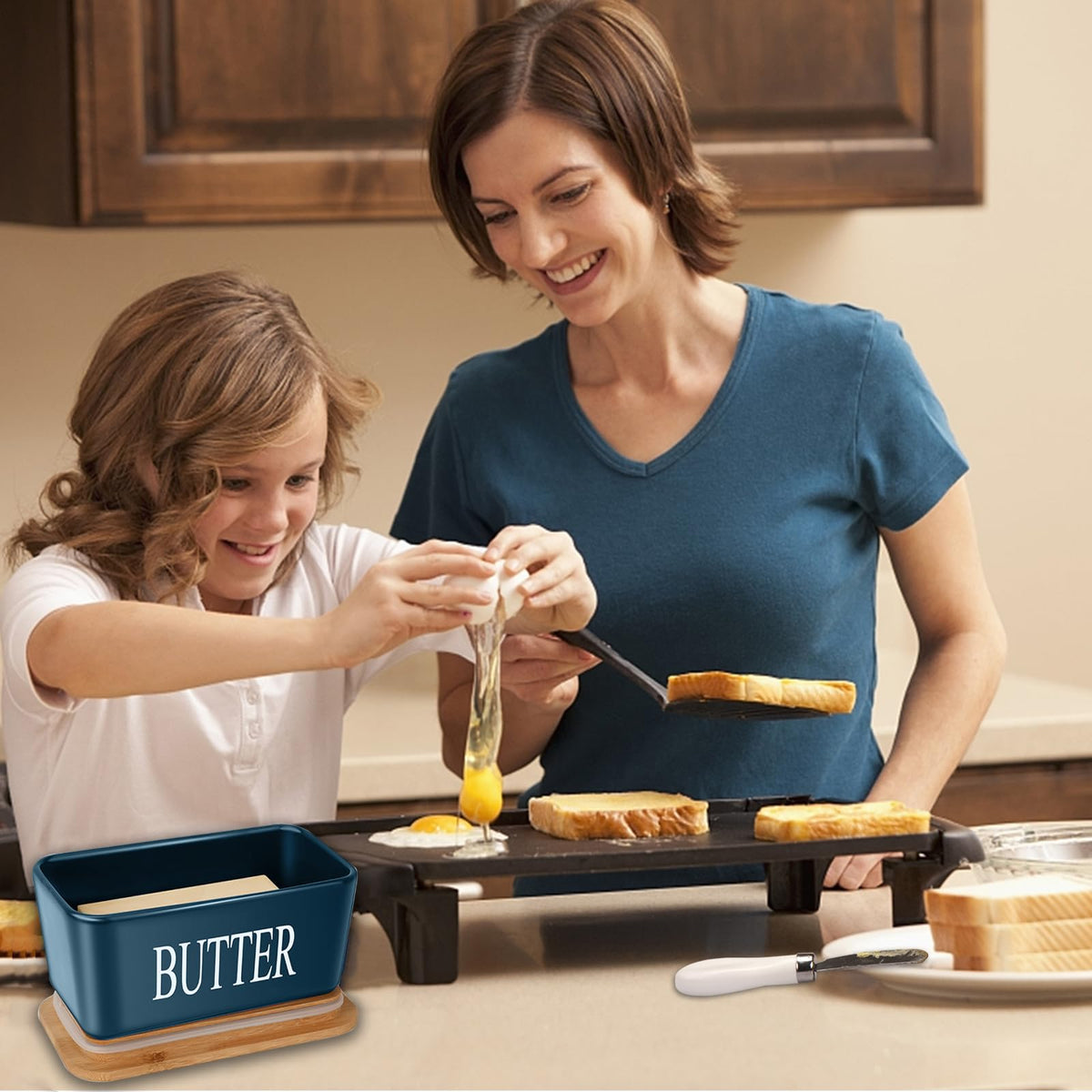 JSHKY Airtight Butter Dish with Spreader, Fits 1lb Butter Block, Navy 🍁 All In One Marketplace Canada