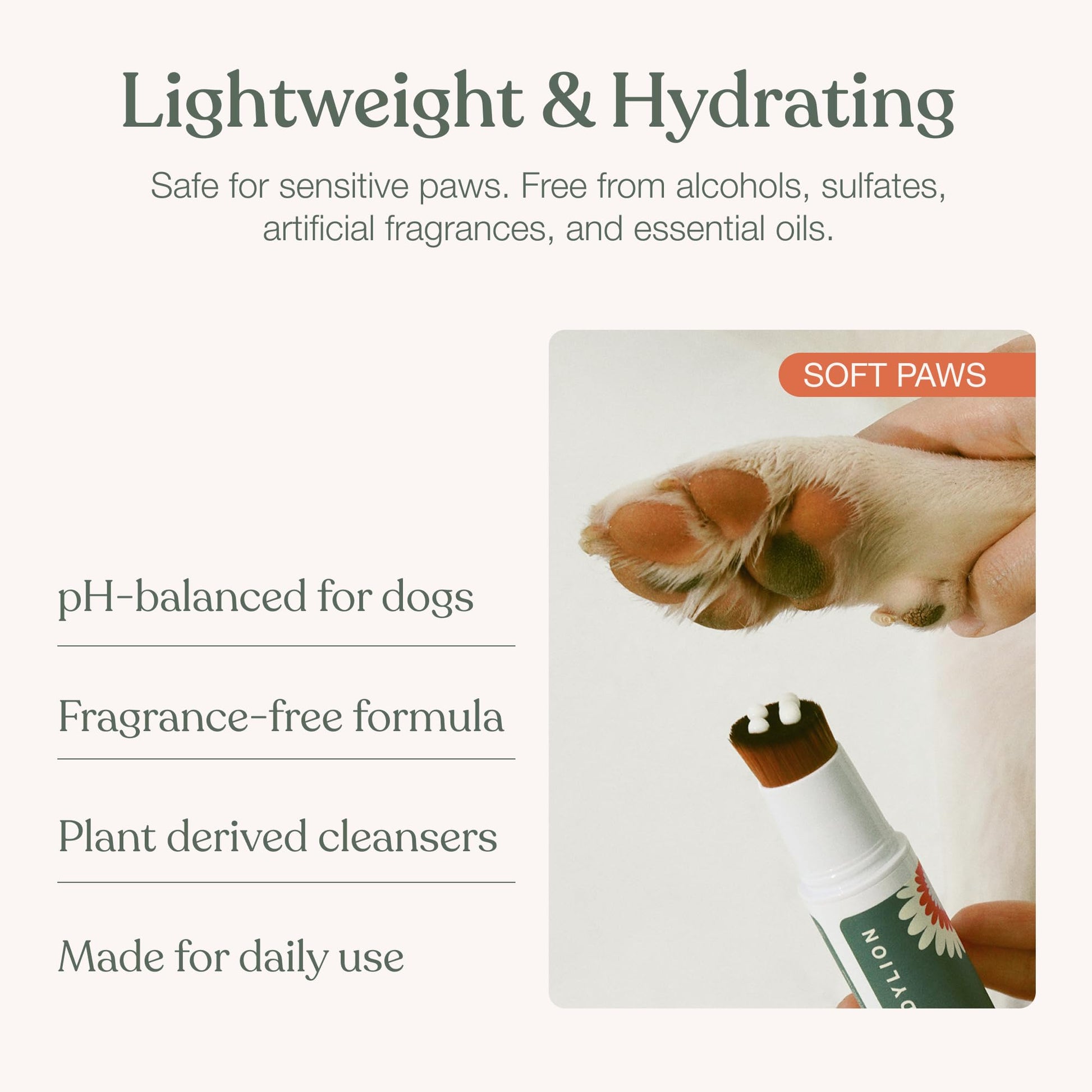 Dandylion Dog Paw Balm, Soft Paws, Paw Moisturizer for Dogs, Dog Lotion with Brush, Fragrance Free pH Balanced Lotion for Paws, Lightweight Moisture for Dry Cracked Paw Pads and Nose, 0.6 fl oz - Available at All In One Marketplace Canada