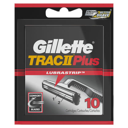 Gillette TRAC II Plus Razor Blade Refills, 10 Count, Black