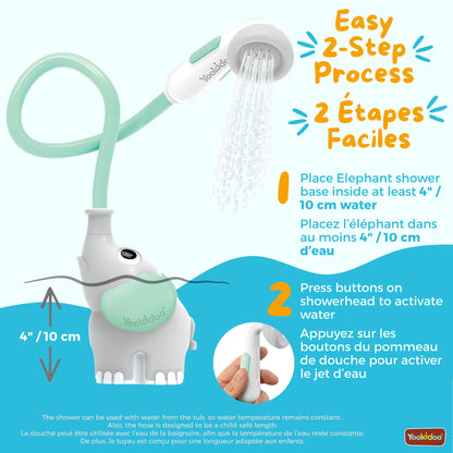 Yookidoo - Elephant Baby Bath Shower Head - Compact & Portable Baby Shower and Toy - Suitable for Newborns, Infants, and Toddlers - from Birth - Teal - 40212 - Available at All In One Marketplace Canada