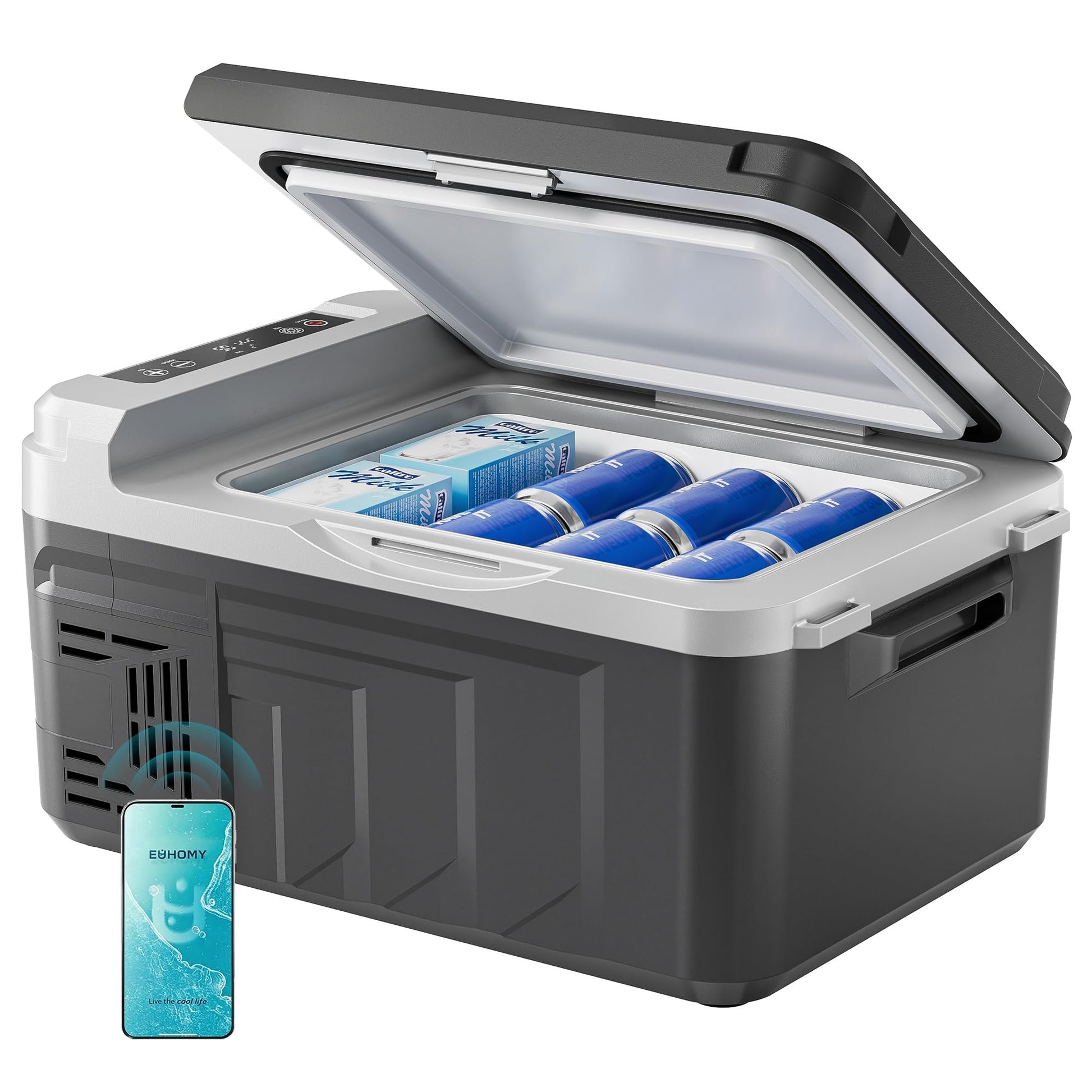 EUHOMY 12 Volt Refrigerator, 12 Quart (10L) Compressor Electric Cooler APP Control, Car Fridge 12/24V DC & 100-240V AC, Car refrigerator -4℉~68℉, Portable Freezer for RV, Camping, Travel EUHOMY