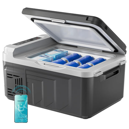 EUHOMY 12 Volt Refrigerator, 12 Quart (10L) Compressor Electric Cooler APP Control, Car Fridge 12/24V DC & 100-240V AC, Car refrigerator -4℉~68℉, Portable Freezer for RV, Camping, Travel EUHOMY