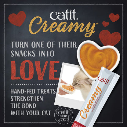 Catit Creamy Cat Treats Lickable, Salmon Flavor, 50 Tubes, Mega Pack, Hand-Fed Lickable Cat Treats, Healthy & Hydrating, Made with Fresh Ingredients, Gaterie Pour Chat - Available at All In One Marketplace Canada