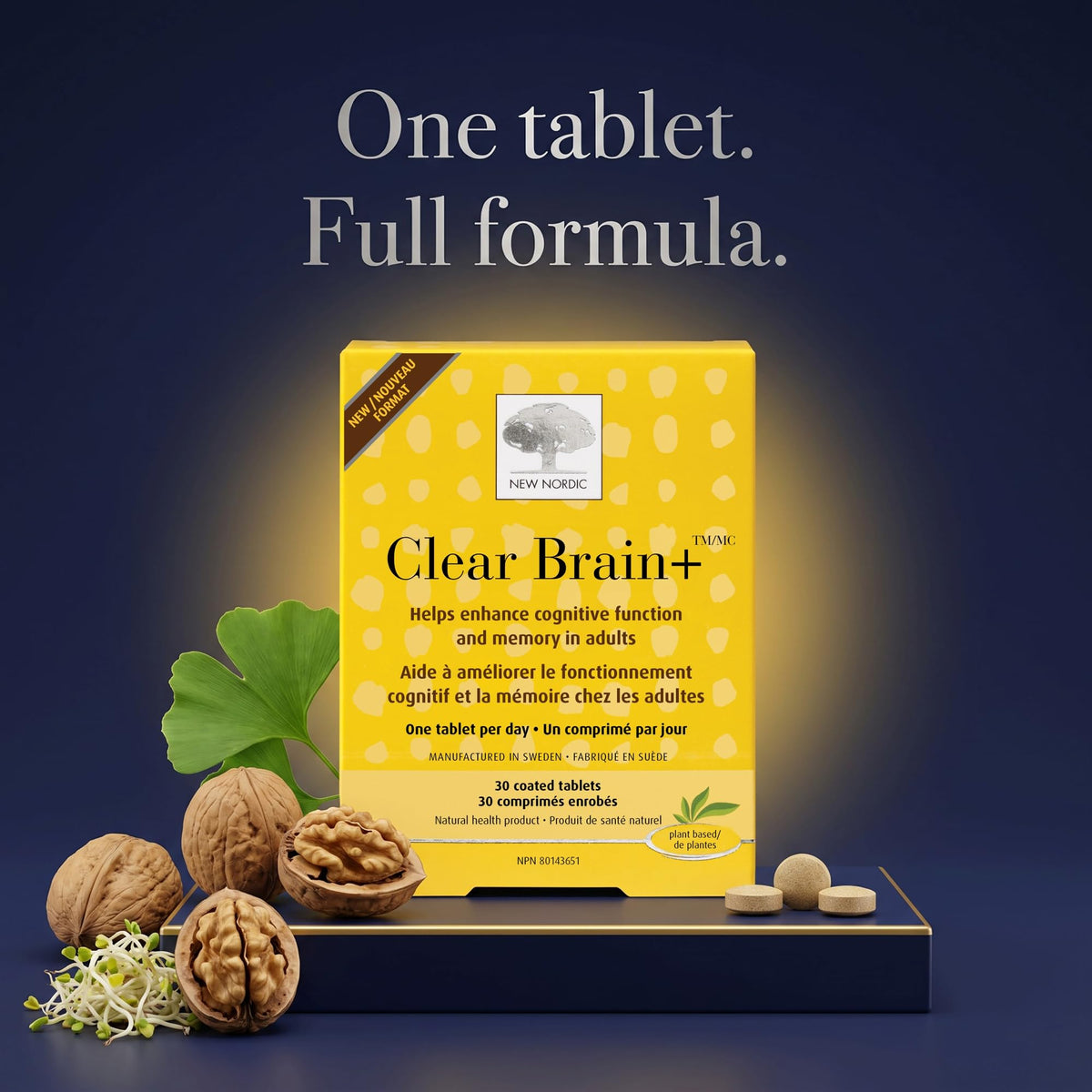 New Nordic Clear Brain, Vegan Brain Supplement, 30 Tablets, 15 Day Supply