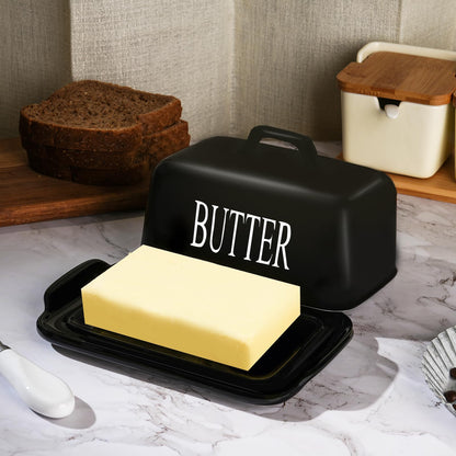 KAIBARE Porcelain Butter Dish for 1LB of Butter Block, Black 🍁 All In One Marketplace Canada