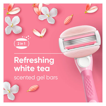 Gillette Venus ComfortGlide Womens Razor Blade Refills, 6 Count, White Tea Scented Gel Bar Protects Against Skin Irritation (Pack of 1)