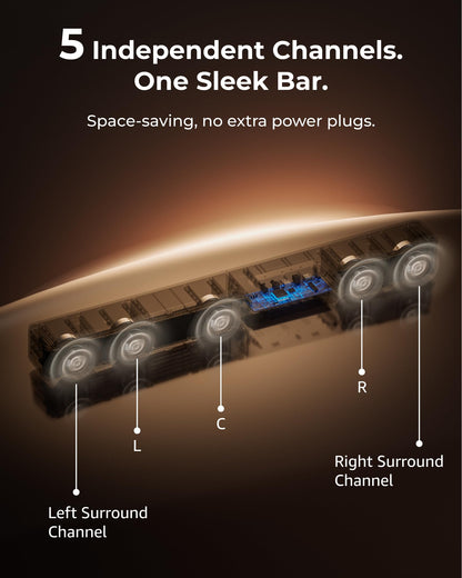 ULTIMEA 5.1ch Soundbar with Dolby Atmos, Sound Bar with Subwoofer for Smart TV, Home Theater Surround Sound System for TV, 300W, Adjustable Bass Boost, App, Bluetooth 5.4, Poseidon M60 (2025 Model)