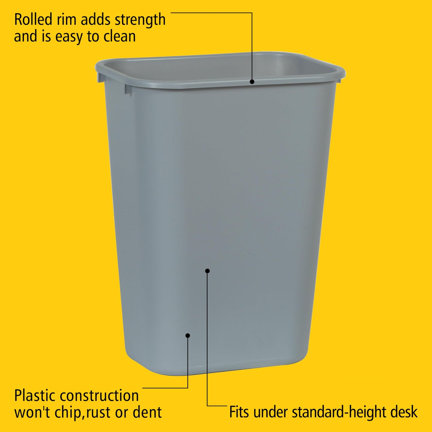 Rubbermaid Commercial Products Deskside Wastebasket/Trash Can, 10.25-Gallon/41-Quart, Gray, Plastic, Garbage Can for Home/Office, Fits Under Desk/Sink/Cabinet 🍁 All In One Marketplace Canada