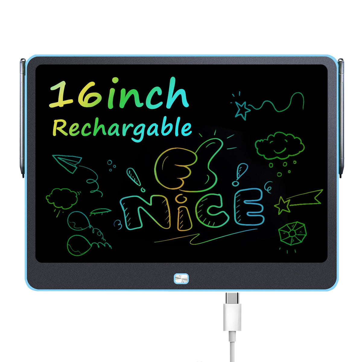 Rechargeable LCD Writing Tablet for Kids, 16 Inch Colorful Drawing Tablet, Educational Toddler Drawing Pad, Reusable Learning Toys for Kids (Ages 3-8), Ideal Gift for Christmas Birthday (Blue) 🍁 All In One Marketplace Canada