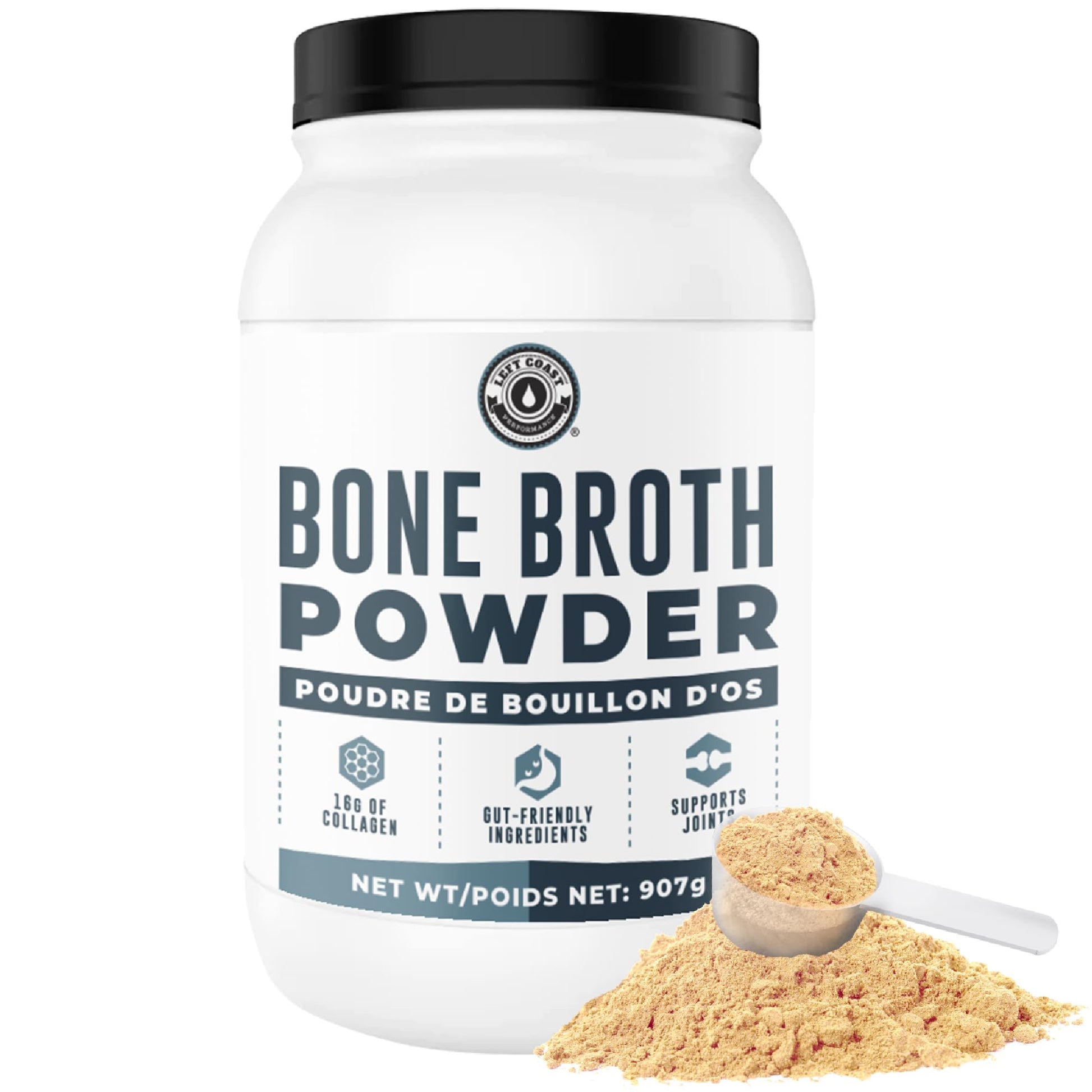 Grass-Fed Beef Bone Broth Powder – 21g Protein & 16g Collagen per Serving, Keto & Paleo Friendly, 907g