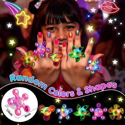 24PCS LED Light Up Fidget Spinner Rings Birthday Party Bag Fillers Glow Party Favors Bulk for Kids 4-8 8-12, Goodie Treat Bag Stuffers Pinata Fillers Carnival Prizes Classroom Treasure Box Toys - Available at All In One Marketplace Canada