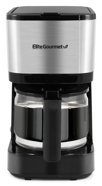 Elite Gourmet Automatic Brew & Drip Coffee Maker, with PaCae N Serve, ReCaable Filter, On/Off Switch, Water Level Indicator, 5-Cup, Stainless Steel, EHC9420