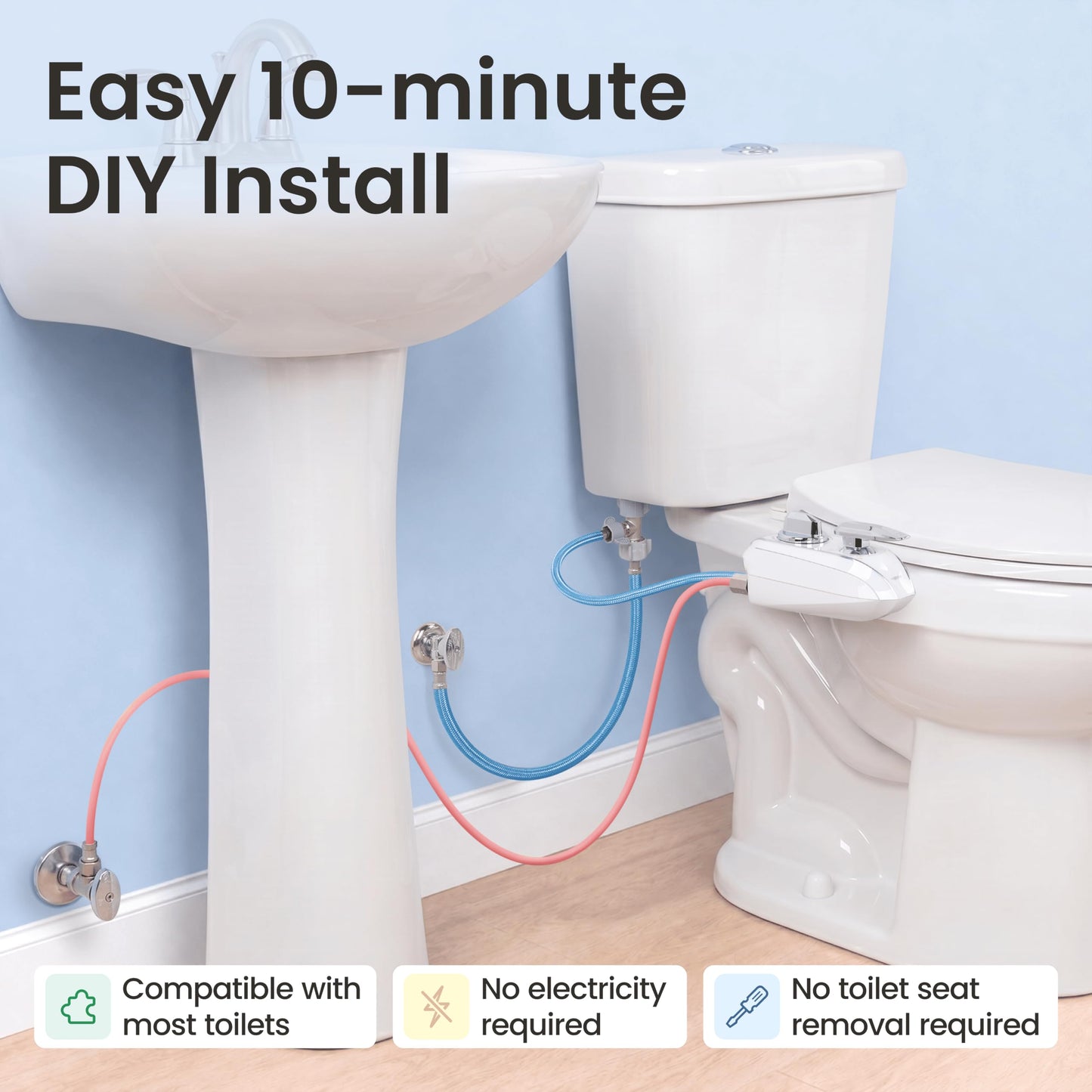 LUXE Bidet NEO 320 Plus - Warm Water, Dual Nozzle, Non-Electric Bidet Attachment for Toilet Seat, Patented Slide-in Install, 360° Self-Clean, EZ-Lift to Clean, Feminine & Rear Wash (Chrome) LUXE Bidet