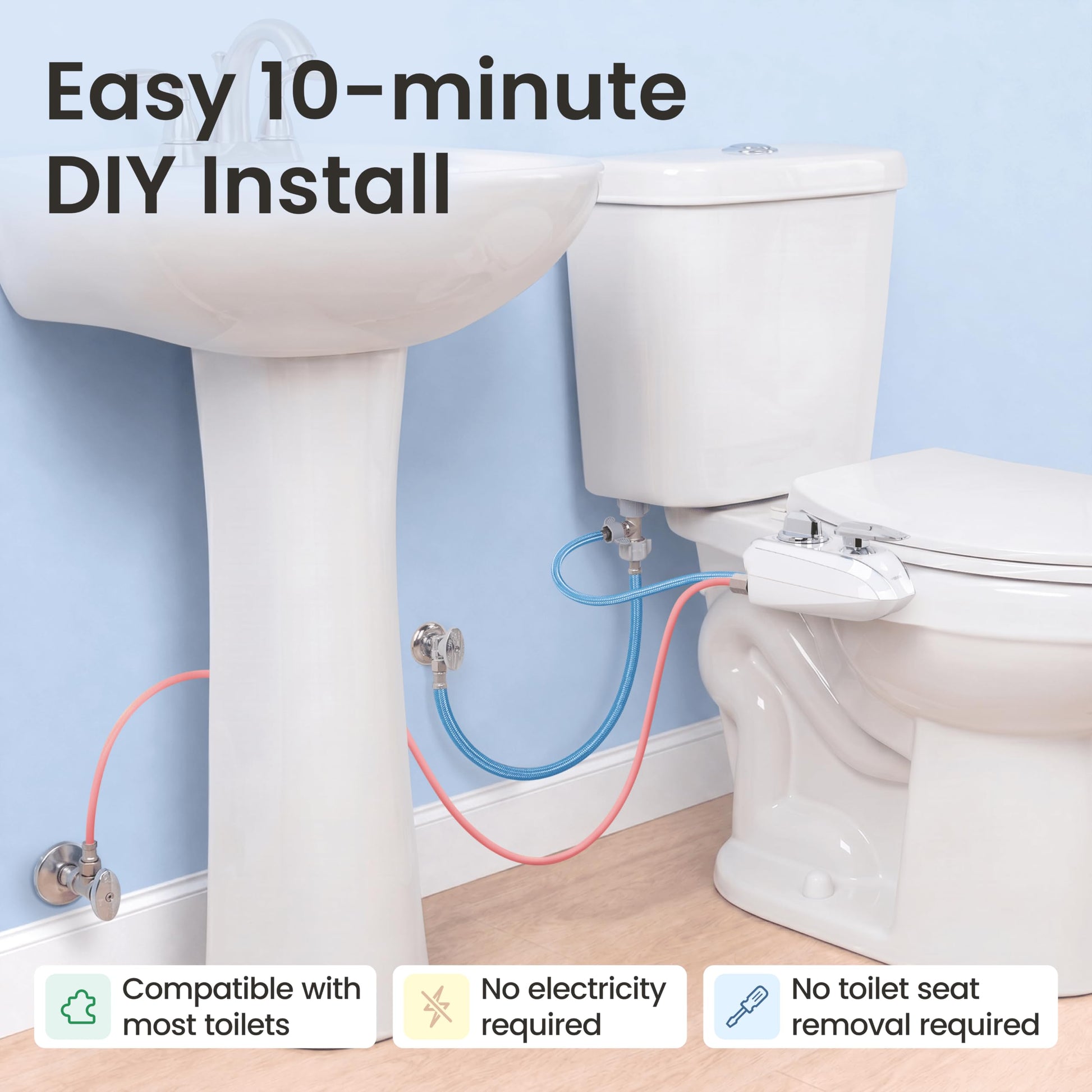 LUXE Bidet NEO 320 Plus - Warm Water, Dual Nozzle, Non-Electric Bidet Attachment for Toilet Seat, Patented Slide-in Install, 360° Self-Clean, EZ-Lift to Clean, Feminine & Rear Wash (Chrome) LUXE Bidet