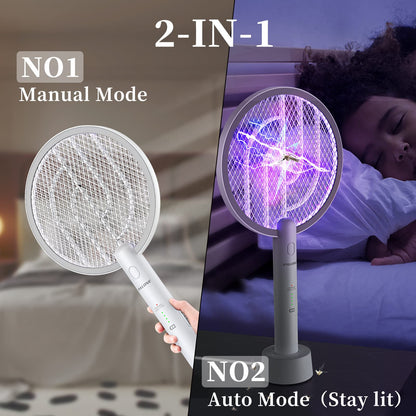 PALONE Bug Zapper Racket, Electric Bug Zapper, 4000V Electric Swatter 3 Layers Lamp, Indoor Zapper Without Waving Hands for Kitchen, Home, Garden and Outdoors