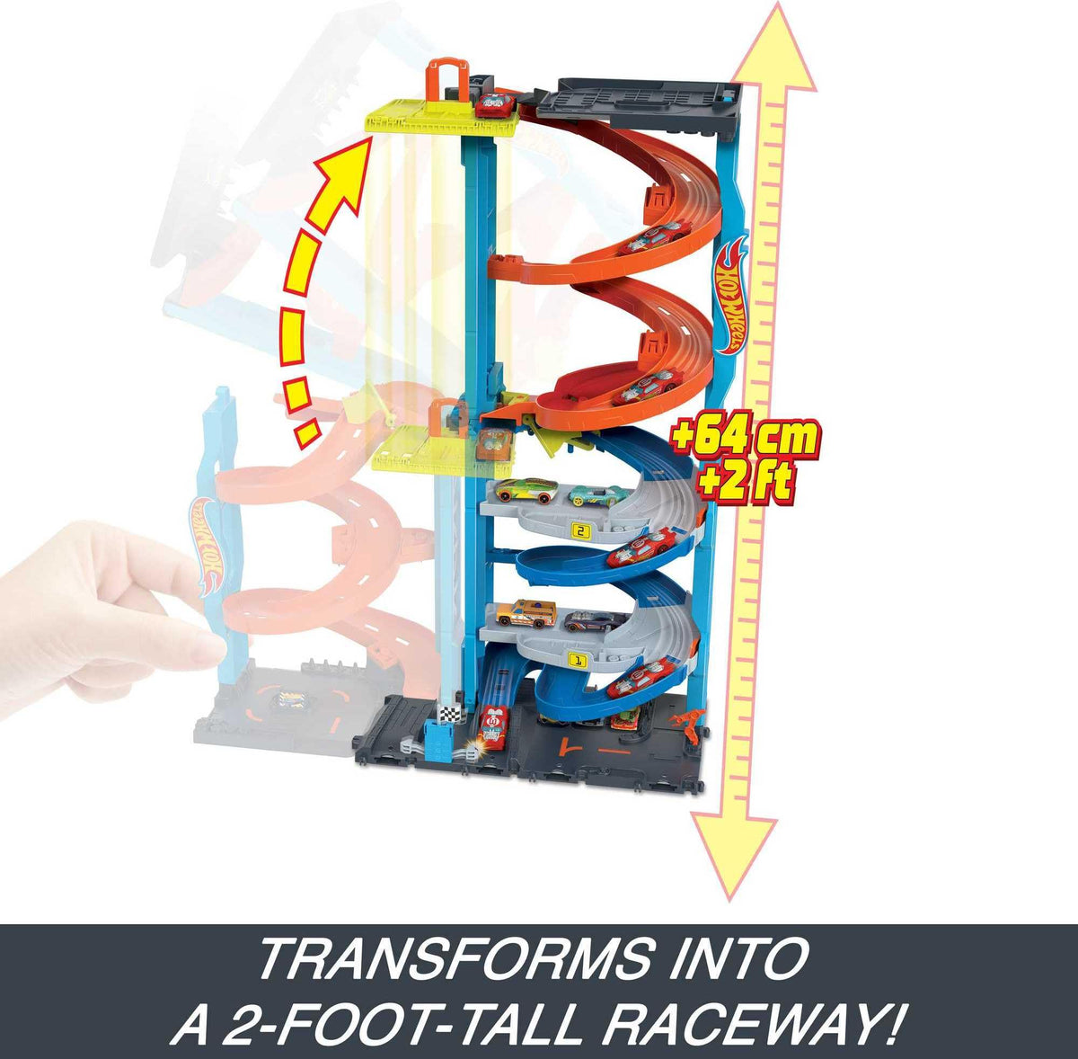 Hot Wheels City Transforming Race Tower & 1 Toy Car