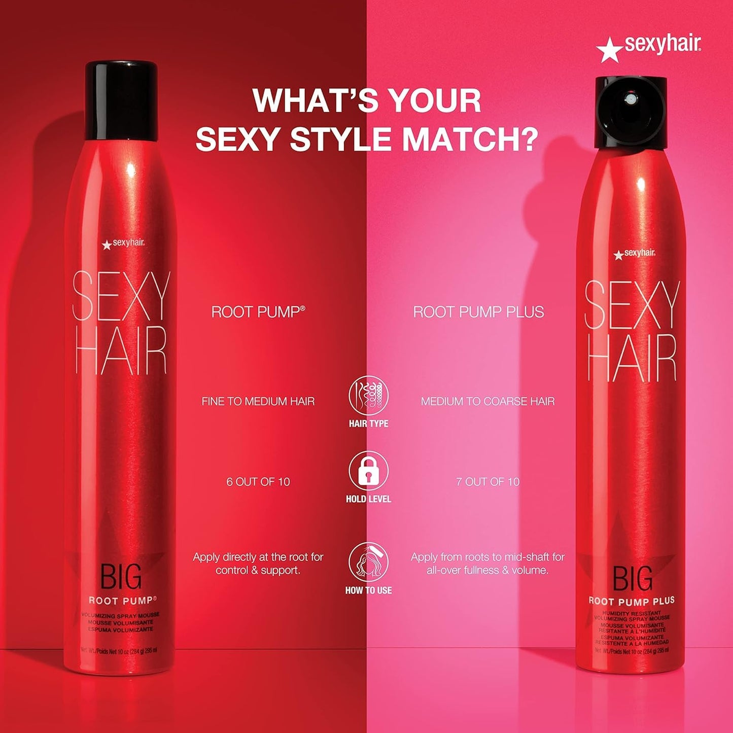 SexyHair Big Root Pump Volumizing Spray Mousse, Volume with Medium Hold, Up to 72 Hour Humidity Resistance, 295 ml SEXYHAIR