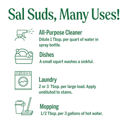 Dr. Bronner's - Sal Suds Biodegradable Cleaner (946 mL) - Concentrated All-Purpose Cleaner for Floors, Laundry, and Dishes, Cuts Grease and Dirt, Powerful Formula Dr. Bronner's