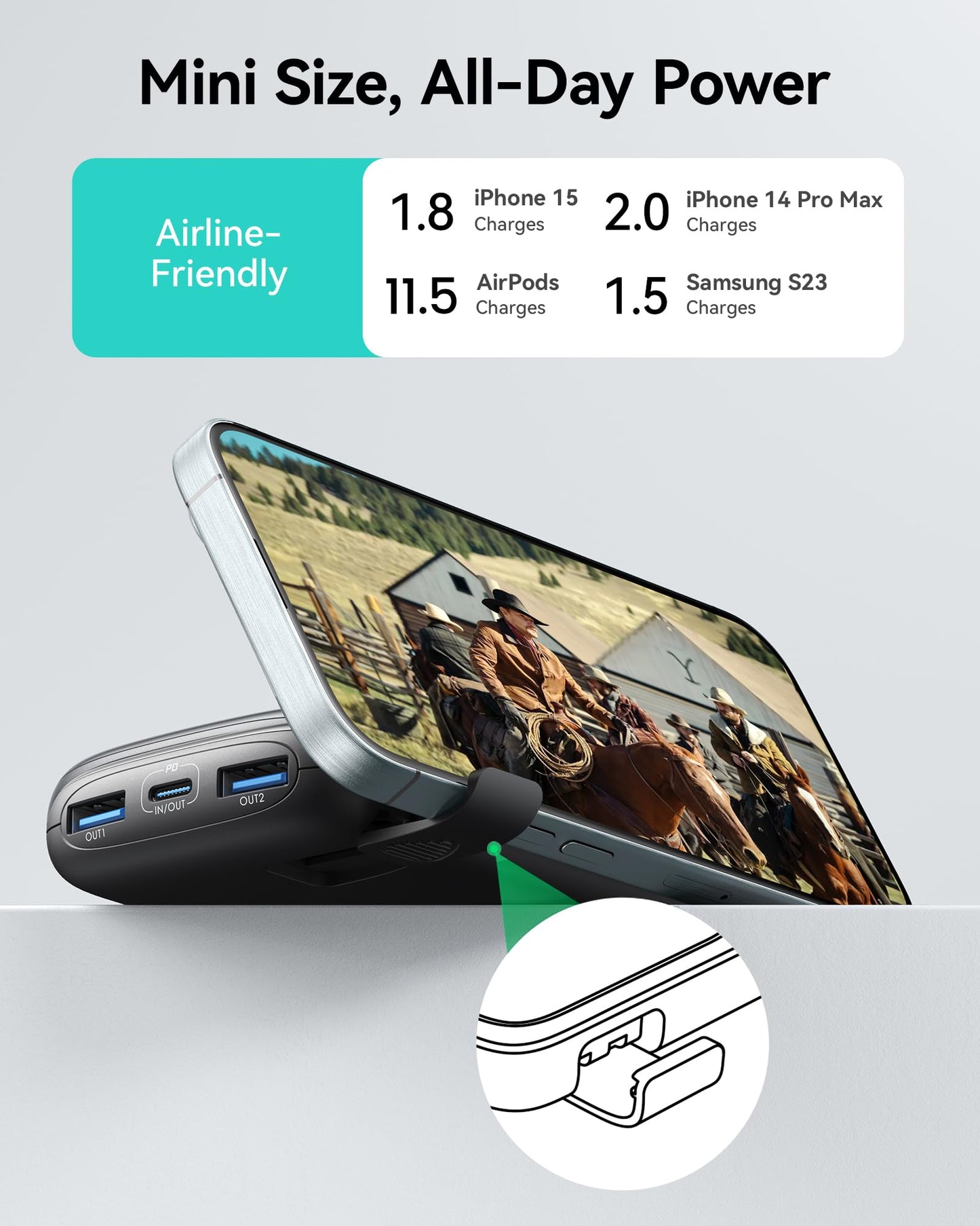 INIU Power Bank, Smallest 22.5W 10000mAh Portable Charger, USB C in&Out Fast Charging 3-Output Mini Battery Pack Charger with Phone Holder for iPhone 17 16 15 14 Samsung S24 S23 AirPods iPad etc - Available at All In One Marketplace Canada