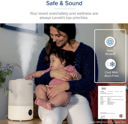 Levoit Smart Humidifiers for Bedroom, Top Fill, Essential Oil Diffuser
