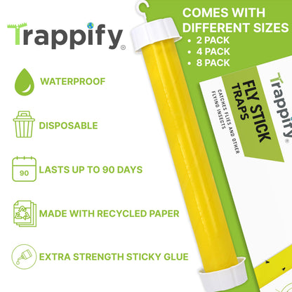 Trappify Hanging Fly Traps Outdoor: Fruit Fly Traps for Indoors | Fly Catcher, Gnat, Mosquito, & Flying Insect Catchers for Inside Home - Disposable Sticky Fly Trap for Indoor House Pest Control (2)