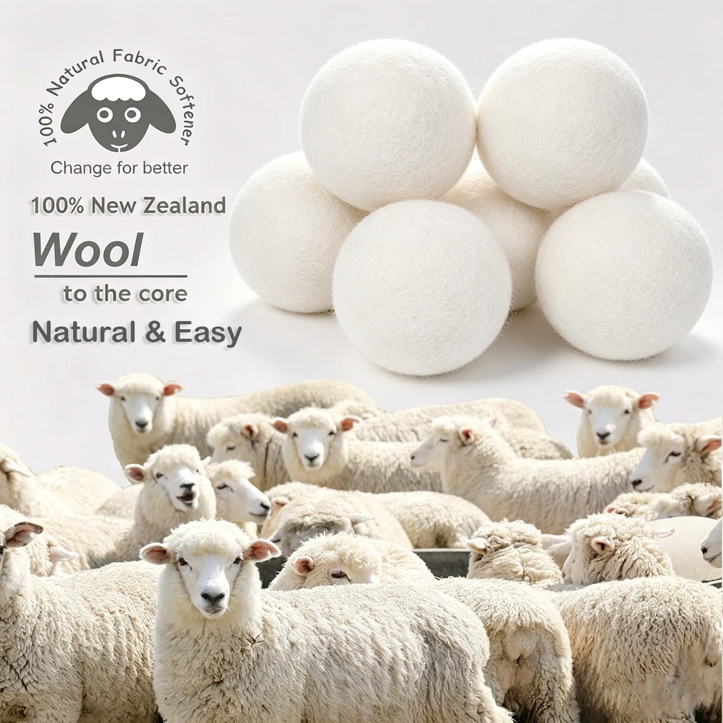 Budieggs Wool Dryer Balls Organic XL 6-Pack, 100% New Zealand Wool Chemical Free Fabric Softener for 1000+ Loads, Baby Safe & Hypoallergenic, Fabrics Soft and Fluffy Naturally - Available at All In One Marketplace Canada