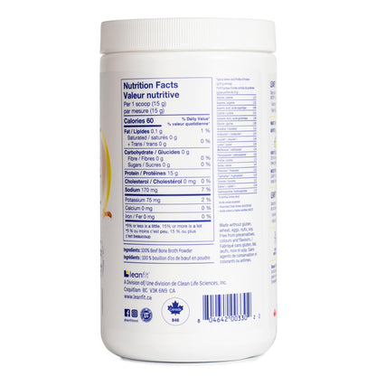 LeanFit Grass-Fed Beef Bone Broth Powder - 15g Protein, 19 Servings, 285g