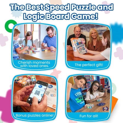 FoxMind Games: Match Madness, Family Board Games for Kids Ages 7 and up, Teens, and Adults. Pattern Block Matching Board Game, Puzzle Game Think Fast to Make The Match, 1 to 4 Players