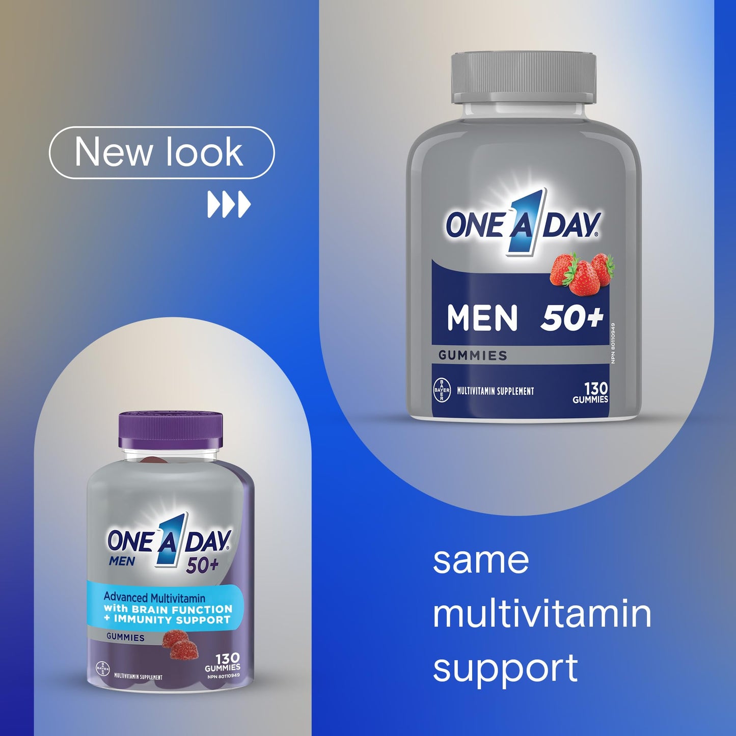 One A Day Men 50 Plus Multivitamin Gummies- Advanced Multivitamin Gummy with Brain Function & Immunity Support, Formulated with Vitamins & Minerals for Men 50+, 130 Gummies - Available at All In One Marketplace Canada