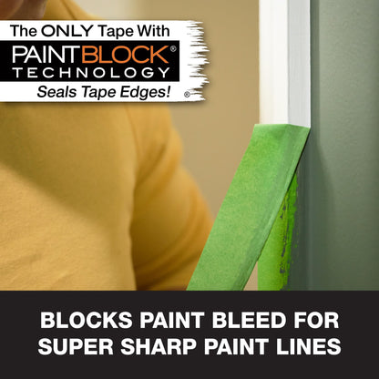 FROGTAPE Multi-Surface Painter's Tape with PAINTBLOCK, Medium Adhesion, 1.41 Inches x 60 Yards, Green, 4 Rolls (240660) Frog Tape