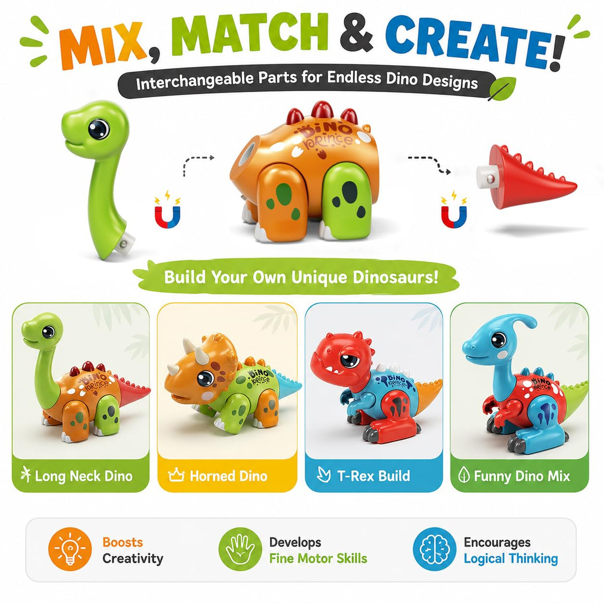 POPDOLL Dinosaur Building Toys for 1 2 3 Year Old Boys Girl Gift 🍁 All In One Marketplace Canada