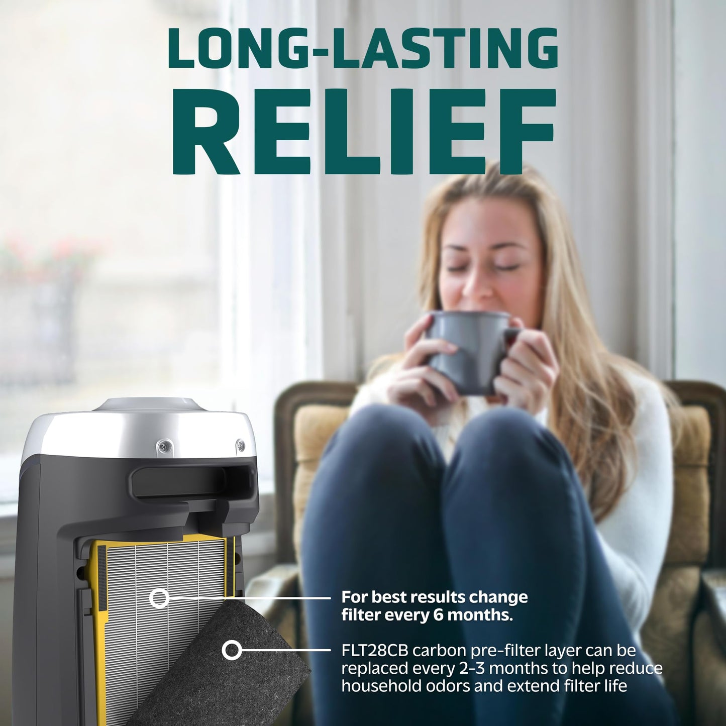 GermGuardian Filter C HEPA Pure Genuine Air Purifier Filter, Removes 99.97% of Pollutants, Wildfire Smoke, Odors, for AC5250PT, AC5000, AC5300, AC5350, AP2800, Black/Yellow, FLT5000 germguardian