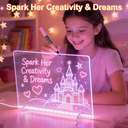 Lumiboard Led Drawing Board, 13.7"x10" Glow Doodle Note Board with 13 Light Effects, Neon Dry Erase Drawing Tablet with Colorful Markers, Birthday Christmas Festival Gifts for Kids 🍁 All In One Marketplace Canada