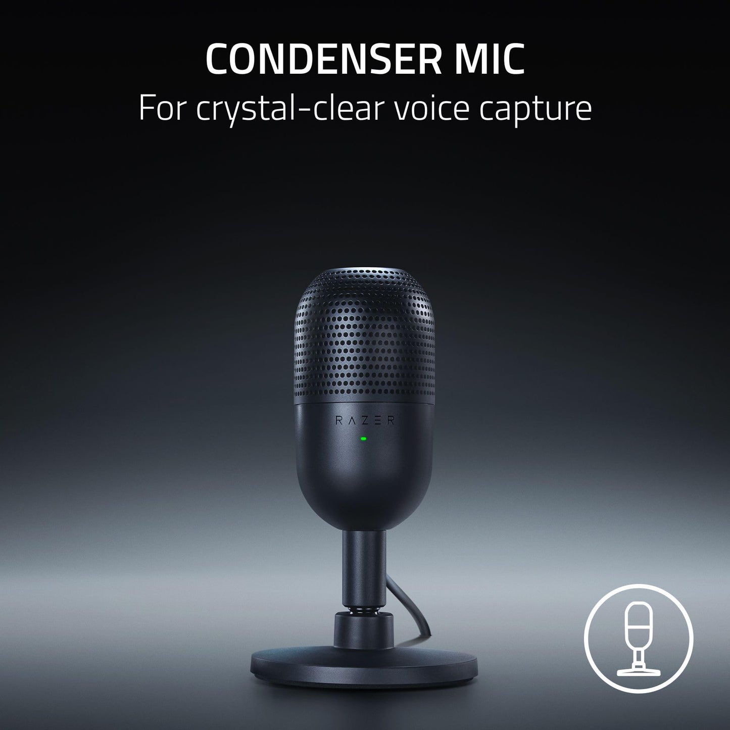 Razer Seiren V3 Mini USB Microphone, Supercardioid Condenser Mic, Black