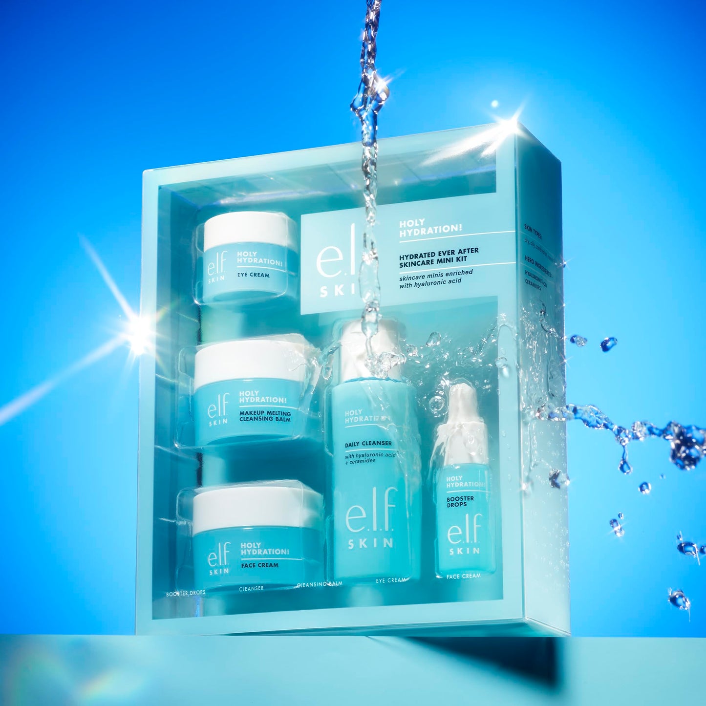 e.l.f. SKIN Holy Hydration! Hydrated Ever After Skincare Mini Kit, Cleanser, Makeup Remover, Moisturizer & Eye Cream For Hydrating Skin, Airplane-Friendly Sizes - Available at All In One Marketplace Canada