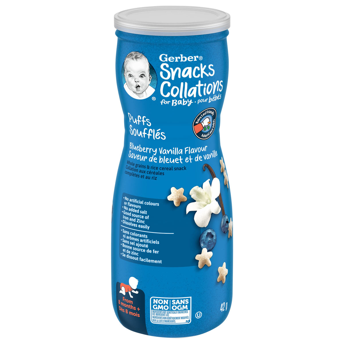 GERBER Puffs Blueberry Vanilla Baby Snacks, Case of 6, 252 g