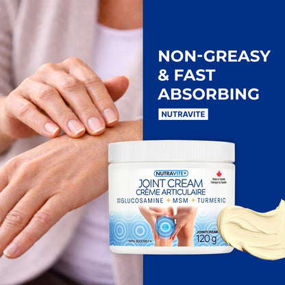 Cooling Arthritis Pain Relief Cream – Non-Greasy & Fast Absorbing Joint Cream with Glucosamine, MSM, Turmeric, Camphor & Menthol. For Joints, Muscles, Hands, Knees, Neck & Back. Made in Canada. - Available at All In One Marketplace Canada