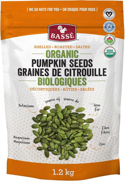 Bassé Organic Dry Roasted Pumpkin Seeds (Shelled), 1.2kg