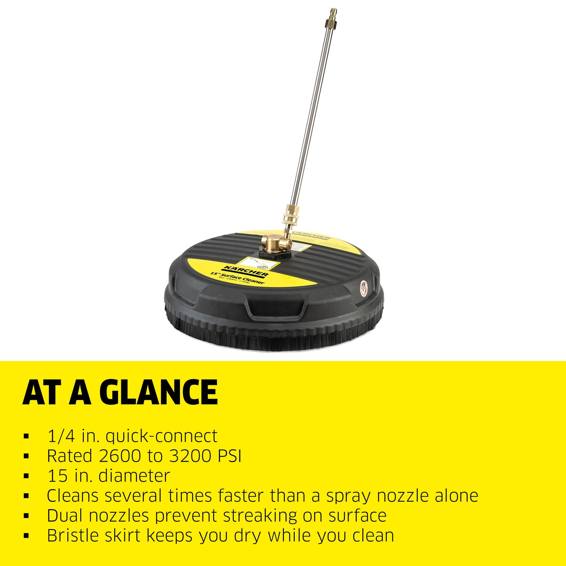 Karcher Universal 15" Pressure Washer Surface Cleaner Attachment, Power Washer Accessory - 1/4" Quick-Connect, 3200 PSI KÄRCHER