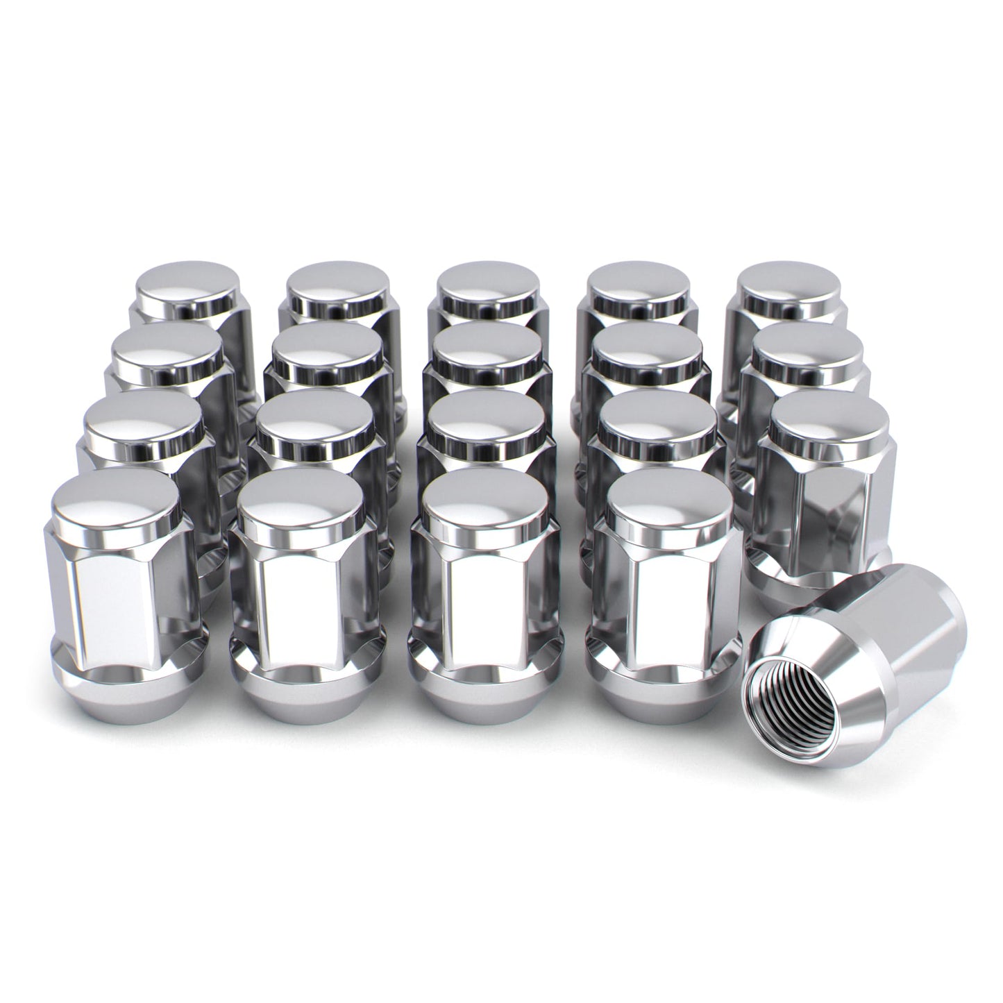 White Knight M12x1.50 Solid Piece Bulge Acorn Lug Nuts (NO Cap) for Select Aftermarket & Factory Wheels, EZ to Install, Durable Carbon Steel, Stylish Triple Layer Chrome Finish - 1907S-20AM (20 Pack) White Knight