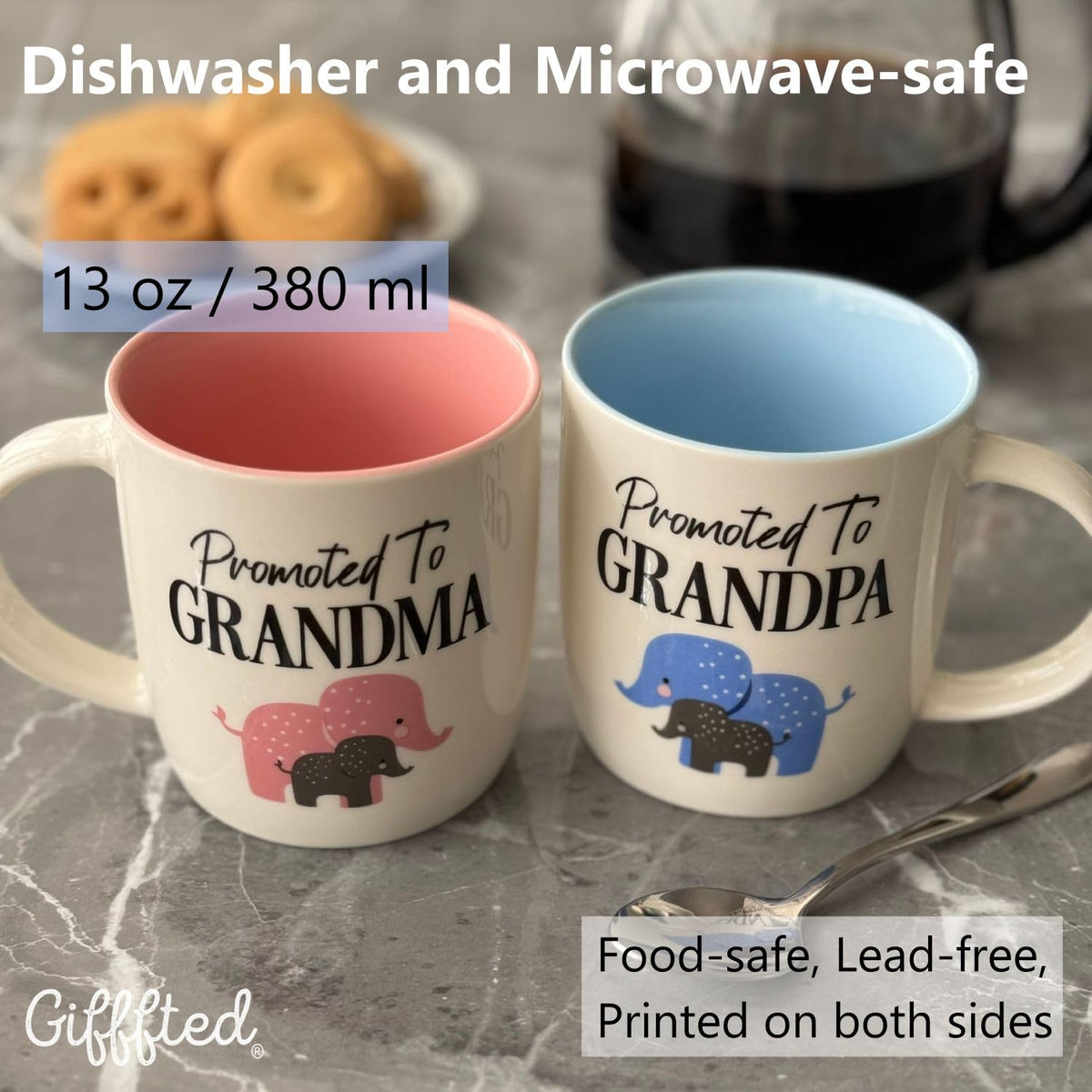 Triple Gifffted Promoted to Grandparents Coffee Mugs Gift Set,380ml Ceramic 🍁 All In One Marketplace Canada