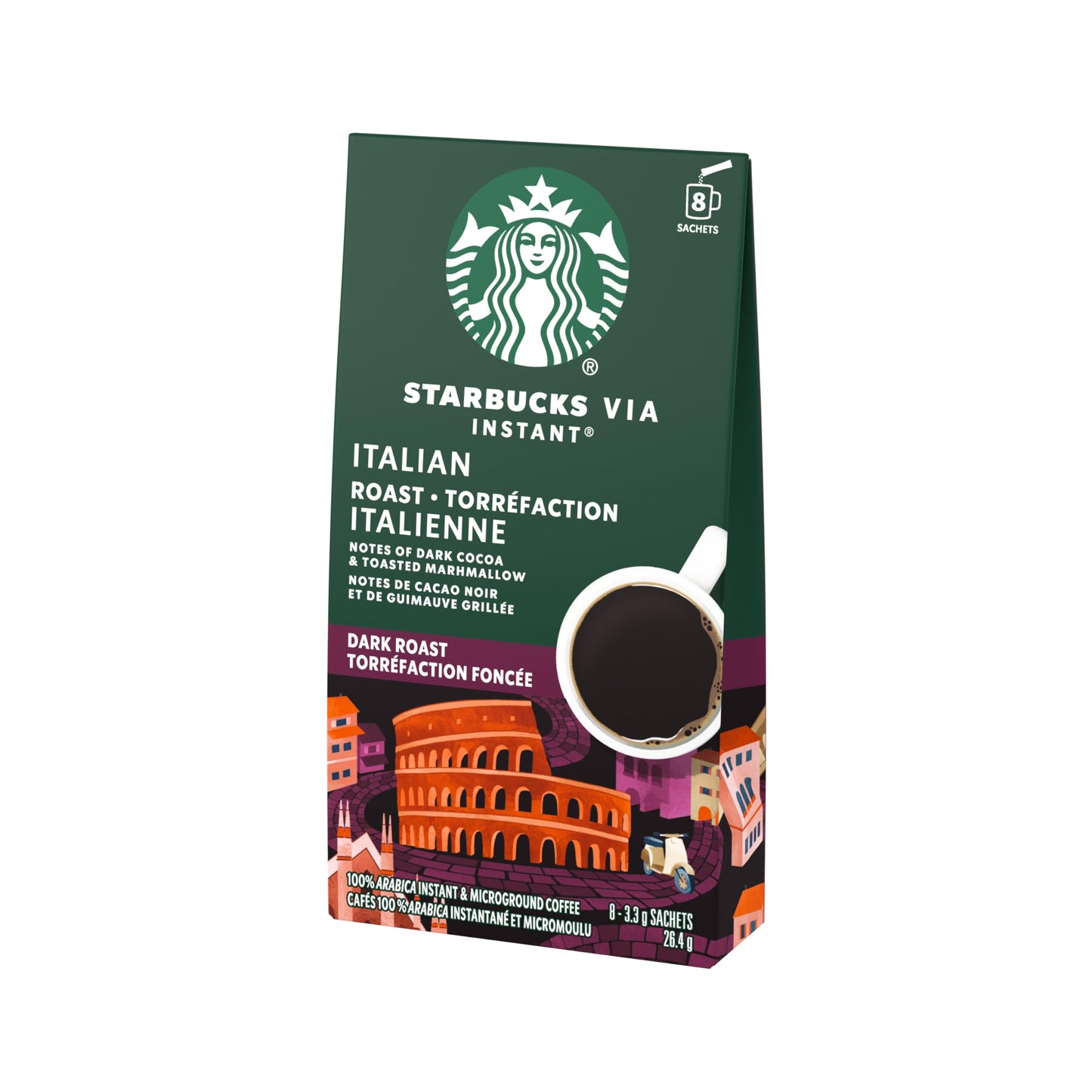 Starbucks VIA Instant Italian Roast (Pack of 12), Italian Roast, 96 count