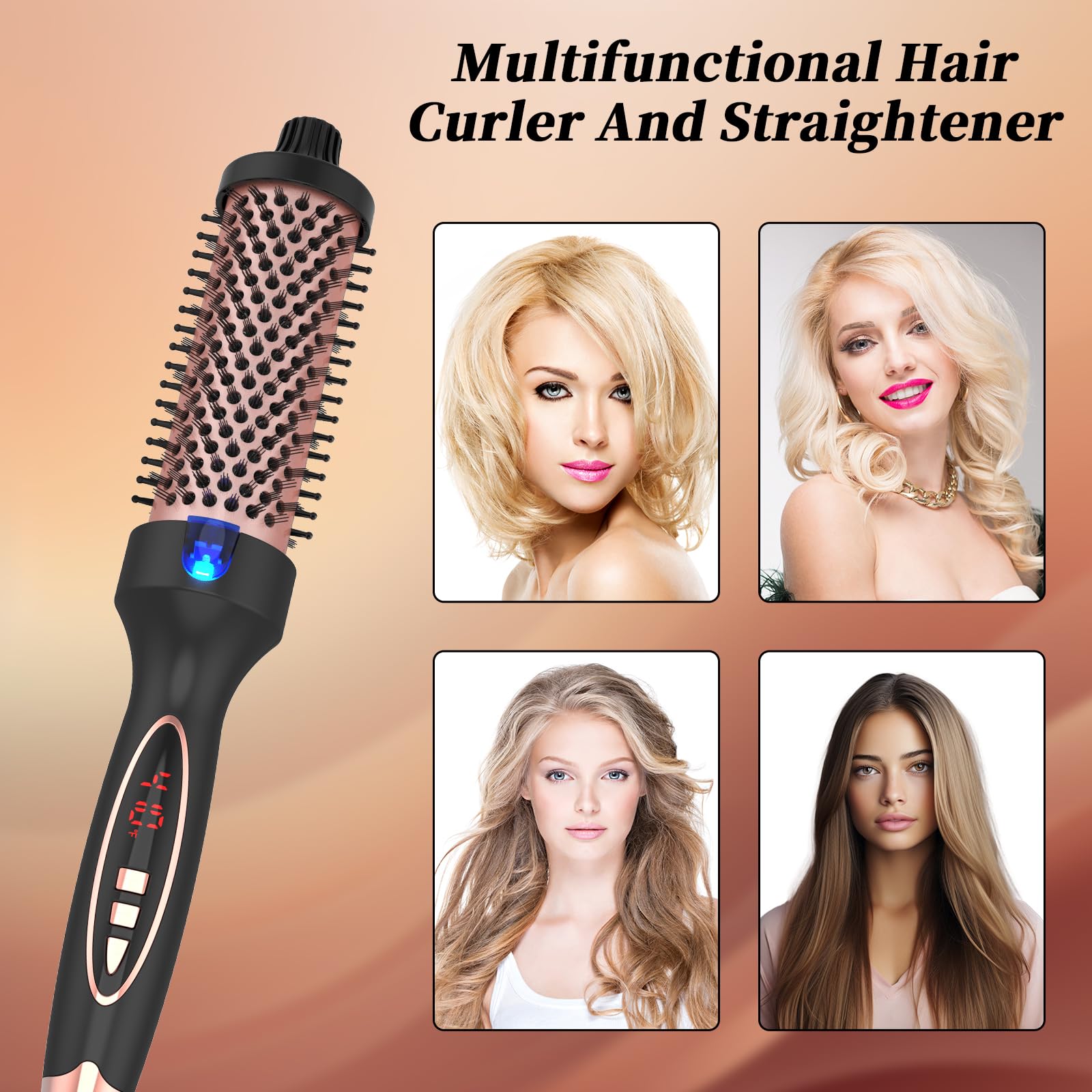 Hywestger Curling Iron Thermal Brush 1.5 Inch Global Voltage Travel-Friendly with Digital Display Temperature Ceramic Tourmaline Ionic Quick Heated Round Bush Suitable for Medium and Long Hair - Available at All In One Marketplace Canada