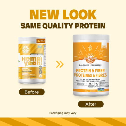 Manitoba Harvest Hemp Yeah! Balanced Protein + Fibre Powder, Unsweetened, 454g, with 15g protein, 8g Fibre and 2g Omegas 3&6 per Serving, Preservative Free, Non-GMO - Available at All In One Marketplace Canada