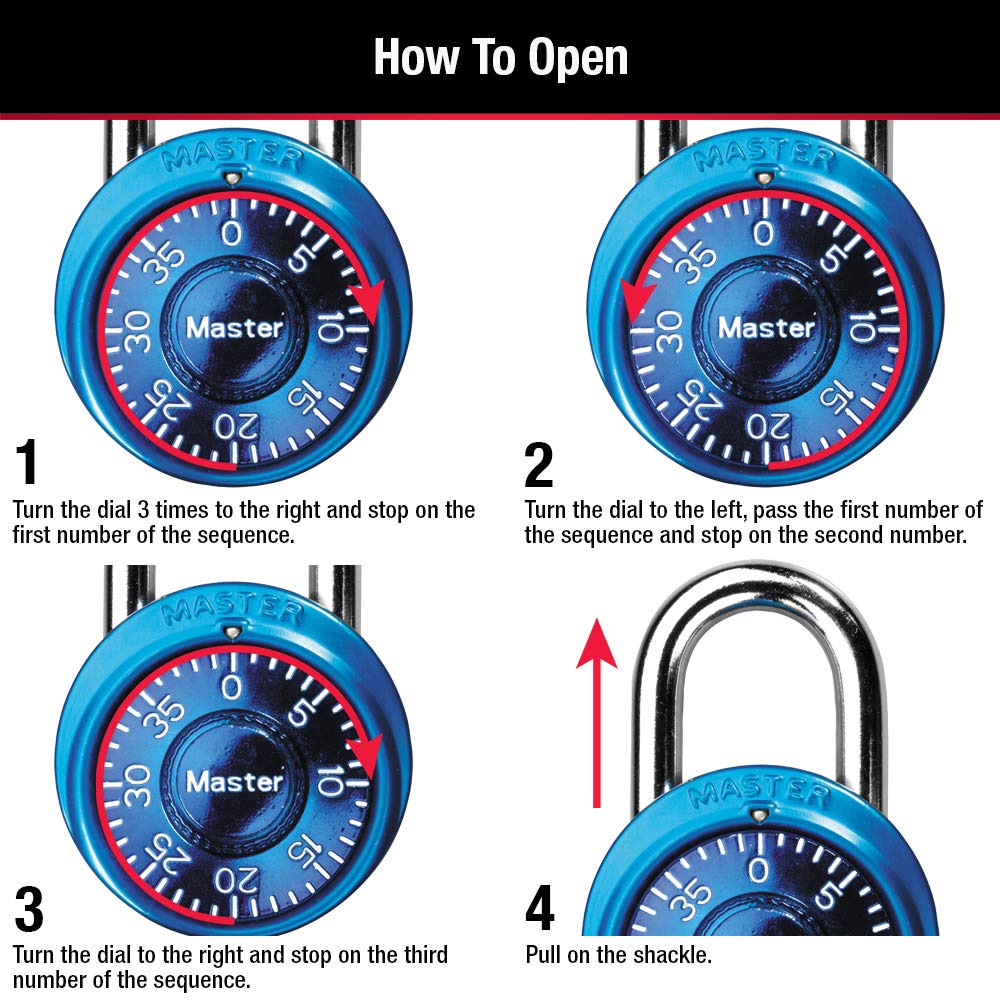 Master Lock 1533TRI Mini Combination Locks in Blue, Purple, and Pink, 3-Pack
