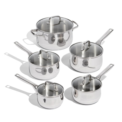 Lagostina Classico 10-Piece Stainless Steel Cookware Set, Silver