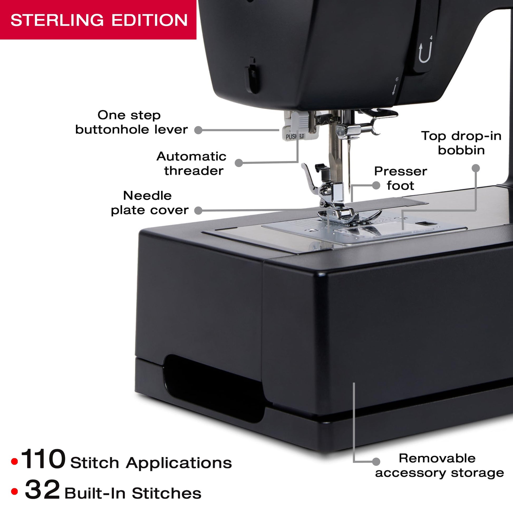 SINGER® 4432 Sterling High Speed Heavy Duty Sewing Machine + Accessory Kit Singer