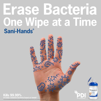 Sani-Hands Hand Sanitizer Wipes, Ethyl Alcohol Wipes Individually Wrapped with Aloe and Vitamin E, Hand Sanitizer Travel, Home, Outdoor Use, 5 in x 8 in, 100 Wipes, 1 Pack - Available at All In One Marketplace Canada